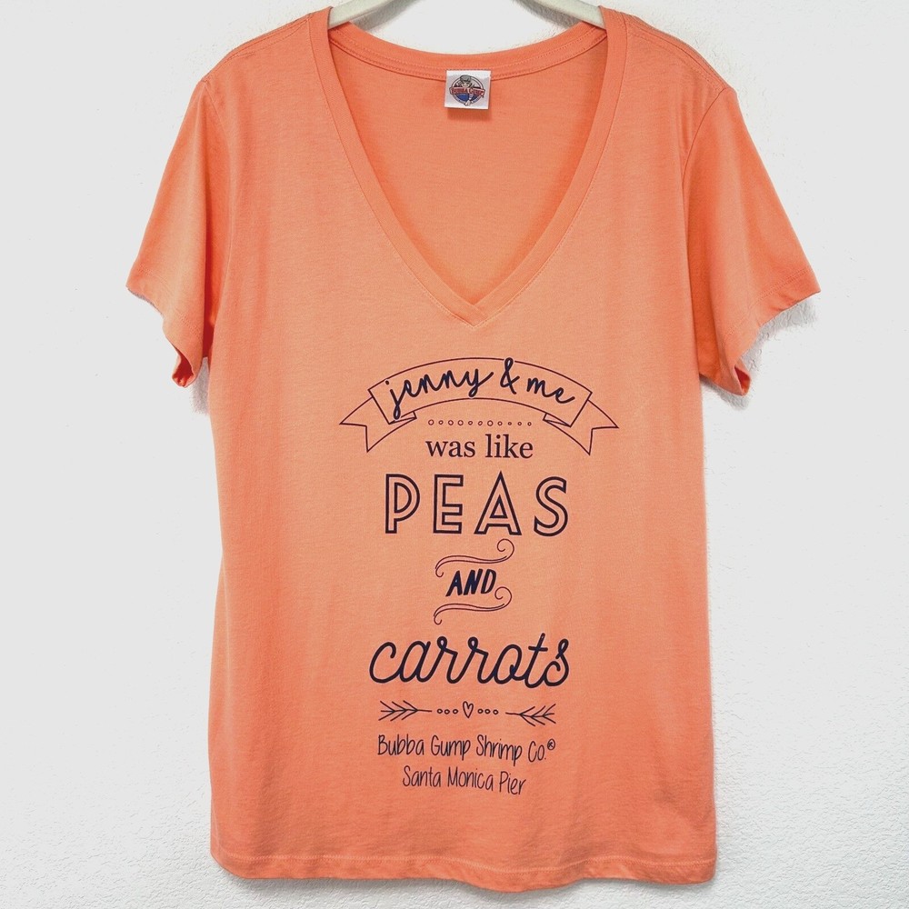 Bubba Gump Shrimp Co T-Shirt Womens XXL V-Neck Forrest Santa Monica Pier Apricot